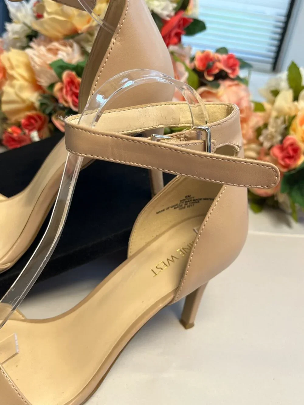 Nine West Nude Ankle Strap Stiletto Sandals Open Toe Dress Heels Women’s 8M